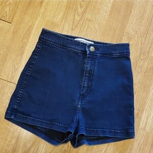 American Apparel high rise dark wash denim shorts